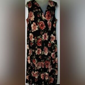 MERI SKYE Floral V Neck Crossover Lined Maxi Dress 4X 30/32